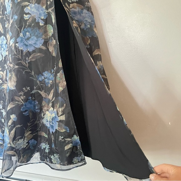 Lulus Stunning Elegance Black Floral Organza Maxi Dress Romantic Gown Small - Picture 7 of 16